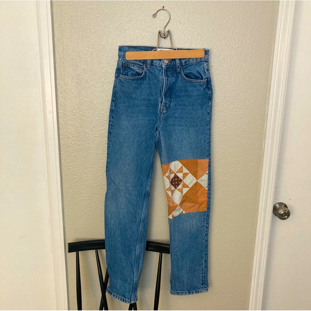 Reformation Patchwork High Waisted Jeans